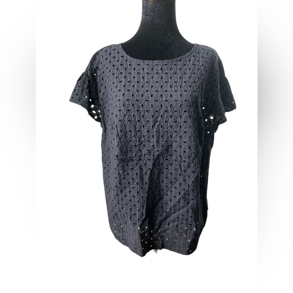 Eloquii Black Eyelet Womens Sz 16 Blouse Top